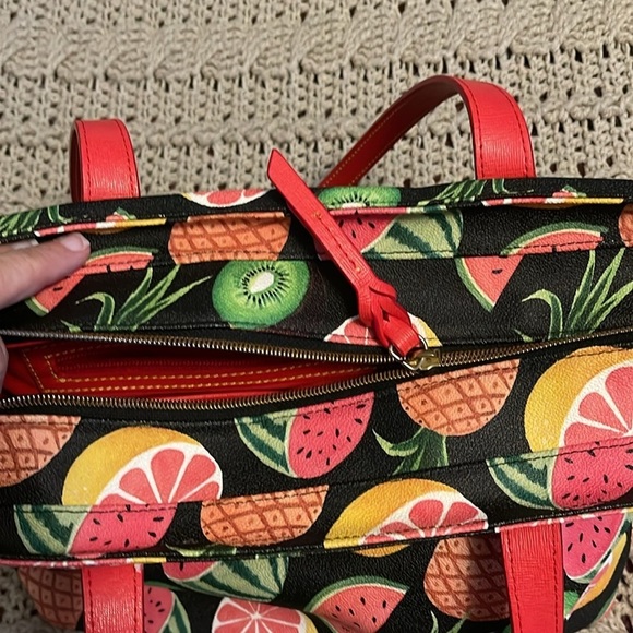 DOONEY & BOURKE Summer Fruit Print Tote Purse Watermelon‎ Pineapple Kiwi 16.5x11 - Picture 15 of 16